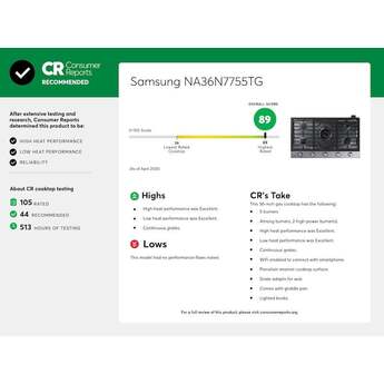 Samsung NA36N7755TG 36 Inch Gas Sealed Burner Cooktop — thumbnail 14