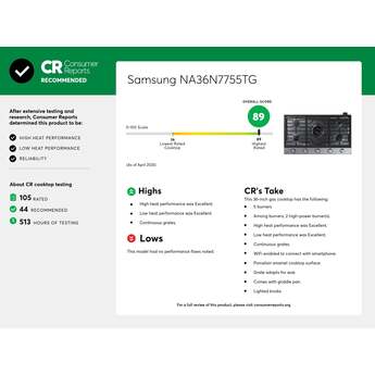 Samsung NA36N7755TG 36 Inch Gas Sealed Burner Cooktop — thumbnail 22