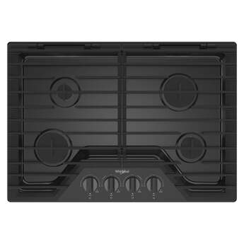 Whirlpool WCGK5030PV 30 Inch Gas Cooktop, 4 Burner: Black Stainless Black Stainless