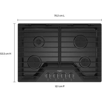 Whirlpool WCGK5030PV 30 Inch Gas Cooktop, 4 Burner: Black Stainless Black Stainless — thumbnail 3