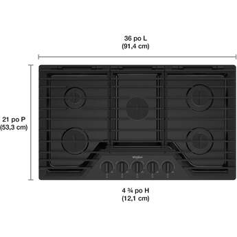 Whirlpool WCGK5036PB 36 Inch Gas Cooktop Black — thumbnail 36