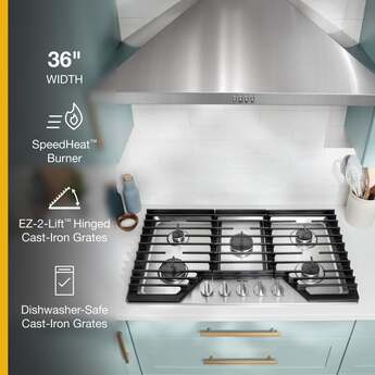 Whirlpool WCGK5036PB 36 Inch Gas Cooktop Black — thumbnail 7