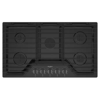 Whirlpool WCGK5036PV 36 Inch Gas Cooktop Black Stainless