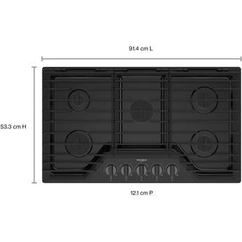 Whirlpool WCGK5036PV 36 Inch Gas Cooktop Black Stainless — thumbnail 13