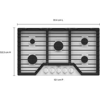 Whirlpool WCGK5036PW 36 Inch Gas Cooktop White — thumbnail 21