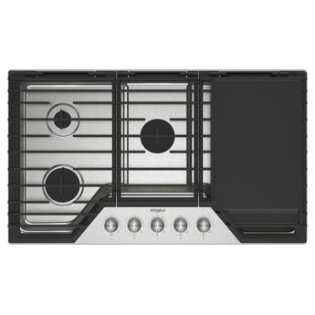 Whirlpool WCGK7536PS 36 Inch Gas Cooktop, 5 Burner: Stainless Stainless Steel
