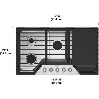 Whirlpool WCGK7536PS 36 Inch Gas Cooktop, 5 Burner: Stainless Stainless Steel — thumbnail 26