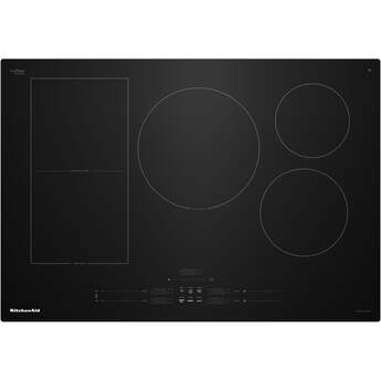 KitchenAid Induction Smart Cooktop with 5 Heating Zones, Even-Heat™ Zone, Temp Cook™ Technology & Smart Presets, WipeClean™ Coating, Voice Control, Backlit Touch Controls, Power Boost Function, Pan Size Detection, KitchenAid® App and Energy Star® Certified: 30 Inch Width with Edge-to-Edge Glass (No Trim)