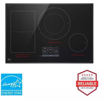 LG Studio CBIS3018BE 30 Inch Induction Cooktop, Dual Center Zone, Wifi, LCD Touch Screen Black