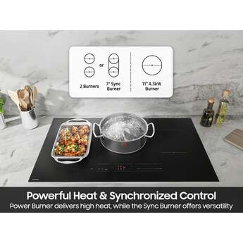 Samsung Induction Cooktop with 5 Induction Burners, Digital Touch Controls, Anti-Scratch Matte Glass Cooktop, 4.3kW Power Burner, Sync Burner, Wi-Fi, Hot Surface Indicator, Simmer Function, Safety Shutoff, ADA Compliant, and ENERGY STAR® Certified: Black, 36 Inch Width — thumbnail 12