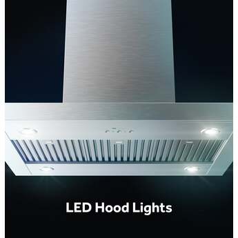 GE 36 Inch Island Smart Chimney Hood with 610 CFM Internal Blower, Push Button Controls, LED Hood Light, Clean Air Sensors, Built-in WiFi, and ADA Compliant: Stainless Steel — thumbnail 10