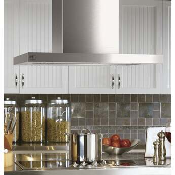 GE 36 Inch Island Smart Chimney Hood with 610 CFM Internal Blower, Push Button Controls, LED Hood Light, Clean Air Sensors, Built-in WiFi, and ADA Compliant: Stainless Steel — thumbnail 5