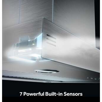 GE 36 Inch Island Smart Chimney Hood with 610 CFM Internal Blower, Push Button Controls, LED Hood Light, Clean Air Sensors, Built-in WiFi, and ADA Compliant: Stainless Steel — thumbnail 7