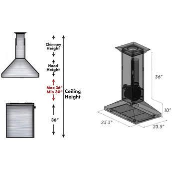Z Line ZLINE 8KL3IB36 Designer Series 36 Inch Island Mount Ducted Hood — thumbnail 15