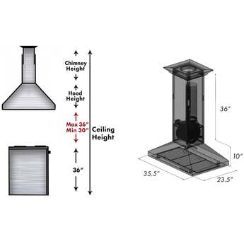 Z Line ZLINE 8KL3IB36 Designer Series 36 Inch Island Mount Ducted Hood — thumbnail 21