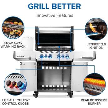 Napoleon Prestige 500 RSIB Grill with Infrared Side and Rear Burner: Stainless Steel, Liquid Propane — thumbnail 17