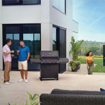 Napoleon 65 Inch Freestanding Gas Grill with 883 sq. in. Total Cooking Area, 82,000 BTU, 6 Burners, Blue LED Lights, Control Knobs, Rugged Wheels, and Rotisserie: Matte Black, Liquid Propane — thumbnail 20