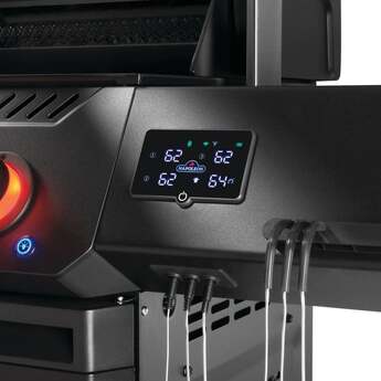 Napoleon 65 Inch Freestanding Gas Grill with 883 sq. in. Total Cooking Area, 82,000 BTU, 6 Burners, Blue LED Lights, Control Knobs, Rugged Wheels, and Rotisserie: Matte Black, Liquid Propane — thumbnail 22