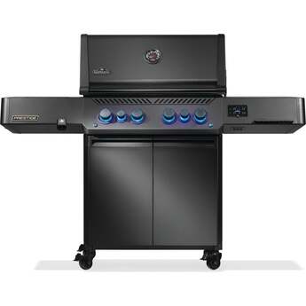 Napoleon 65 Inch Freestanding Gas Grill with 883 sq. in. Total Cooking Area, 82,000 BTU, 6 Burners, Blue LED Lights, Control Knobs, Rugged Wheels, and Rotisserie: Matte Black, Liquid Propane — thumbnail 24