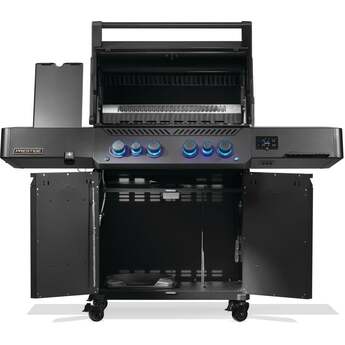 Napoleon 65 Inch Freestanding Gas Grill with 883 sq. in. Total Cooking Area, 82,000 BTU, 6 Burners, Blue LED Lights, Control Knobs, Rugged Wheels, and Rotisserie: Matte Black, Liquid Propane — thumbnail 28