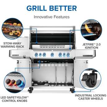 Napoleon Prestige 665 5 Burner Propane Grill With Rotisserie And Side Burner: Stainless Steel, Liquid Propane — thumbnail 25