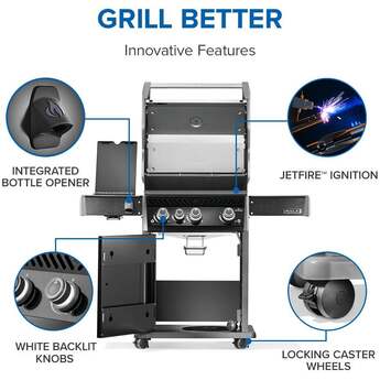 Napoleon Rogue Pro 425 Grill With Infrared Side Burner: Black, Liquid Propane — thumbnail 24