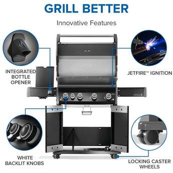 Napoleon Rogue Pro 525 Grill With Infrared Side Burner: Black, Liquid Propane — thumbnail 15