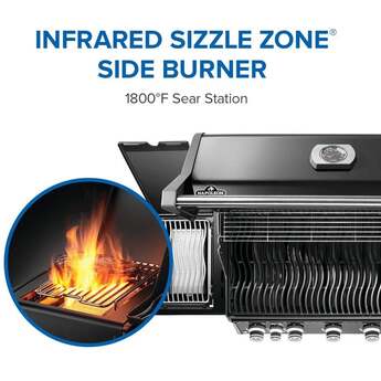 Napoleon Rogue Pro 625 Grill With Infrared Side Burner: Black, Natural Gas — thumbnail 12
