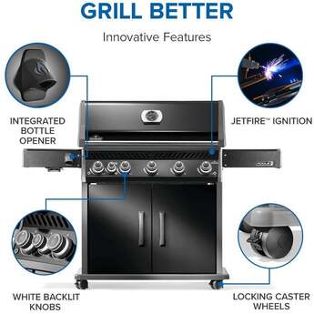 Napoleon Rogue Pro 625 Grill With Infrared Side Burner: Black, Natural Gas — thumbnail 20