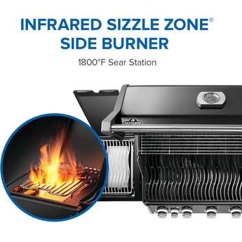 Napoleon Rogue Pro 625 Grill With Infrared Side Burner: Black, Natural Gas — thumbnail 26