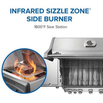 Napoleon Rogue Pro 625 Grill With Infrared Side Burner: Stainless Steel, Liquid Propane — thumbnail 17