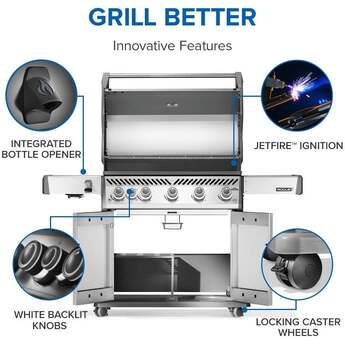 Napoleon Rogue Pro 625 Grill With Infrared Side Burner: Stainless Steel, Liquid Propane — thumbnail 2