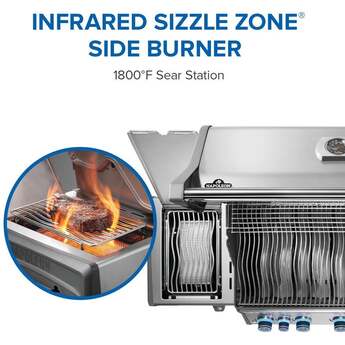 Napoleon Rogue PRO-S 625 Grill With Infrared Side And Rear Burners: Stainless Steel, Liquid Propane — thumbnail 11
