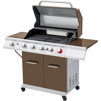 5-Burner BBQ Liquid Propane Gas Grill - Coffee — thumbnail 6