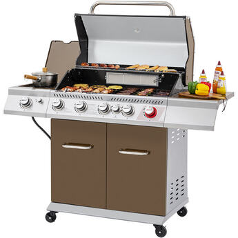 5-Burner BBQ Liquid Propane Gas Grill - Coffee — thumbnail 7