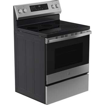 GE 30 Inch Profile Freestanding Radiant Electric Range With 5 Elements, Steam Cleaning, Storage Drawer, Convection And Energy Star Rating: Fingerprint Resistant Stainless Steel — thumbnail 12