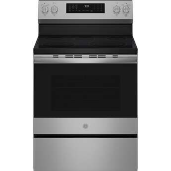 GE 30 Inch Profile Freestanding Radiant Electric Range With 5 Elements, Steam Cleaning, Storage Drawer, Convection And Energy Star Rating: Fingerprint Resistant Stainless Steel — thumbnail 16