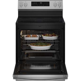 GE 30 Inch Profile Freestanding Radiant Electric Range With 5 Elements, Steam Cleaning, Storage Drawer, Convection And Energy Star Rating: Fingerprint Resistant Stainless Steel — thumbnail 20
