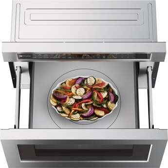GE 24 Inch Built-In Microwave Drawer with 1.2 cu.ft. Capacity, 10 Power Levels, 1000 Watts Cooking Power, Sensor Cook, Sensor Reheat, Touch Controls, Easy Access Option, Control Lock, UL Listed, and ADA Compliant: Stainless Steel — thumbnail 4