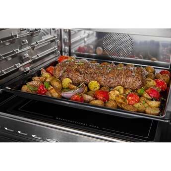 KitchenAid 24 Inch Built-In More-In-One Convection Microwave Speed Oven with Air Fry Mode, 1.8 cu. ft. Capacity, Turntable-Free Design, Steam Clean Mode, White LCD Display, Ultra-Bright LED Interior Lighting, and PrintShield™ Finish: Stainless Steel — thumbnail 24