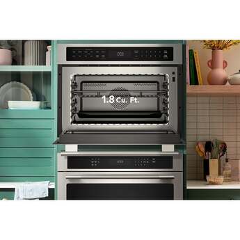 KitchenAid 24 Inch Built-In More-In-One Convection Microwave Speed Oven with Air Fry Mode, 1.8 cu. ft. Capacity, Turntable-Free Design, Steam Clean Mode, White LCD Display, Ultra-Bright LED Interior Lighting, and PrintShield™ Finish: Stainless Steel — thumbnail 4