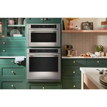 KitchenAid 24 Inch Built-In More-In-One Convection Microwave Speed Oven with Air Fry Mode, 1.8 cu. ft. Capacity, Turntable-Free Design, Steam Clean Mode, White LCD Display, Ultra-Bright LED Interior Lighting, and PrintShield™ Finish: Stainless Steel — thumbnail 9