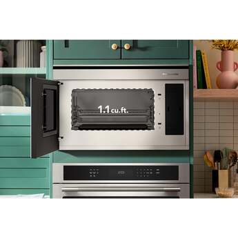 KitchenAid 30 Inch Built-In More-in-One Convection Smart Microwave Oven with 1.1 cu. ft. Capacity, Air Fry Mode, 950-Watt Microwave Cooking Power, Temperature Probe, Steam Clean Mode, Backlit Touch Controls, and Turntable-Free Design: Printshield Stainless — thumbnail 6