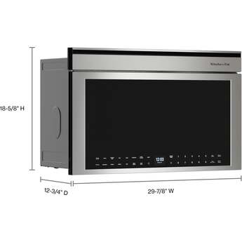 KitchenAid 30 Inch Built-In More-in-One Convection Smart Microwave Oven with 1.1 cu. ft. Capacity, Air Fry Mode, 950-Watt Microwave Cooking Power, Temperature Probe, Steam Clean Mode, Backlit Touch Controls, and Turntable-Free Design: Printshield Stainless — thumbnail 7
