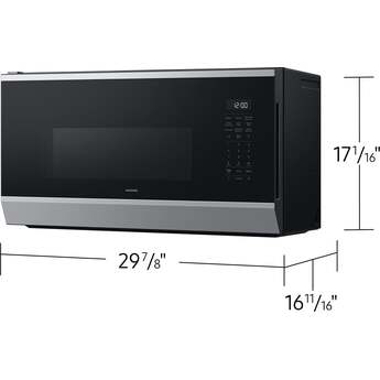 Samsung 1.7 cu. ft. Over-the-Range Smart Microwave Oven with 950 Watts, 3-Speed 300 CFM Venting System, No-Preheat Air Fry Max, Convection Bake, Sensor Cook, Steam Clean, Glass Turntable, and LED Cooktop Lighting: Stainless Steel — thumbnail 5