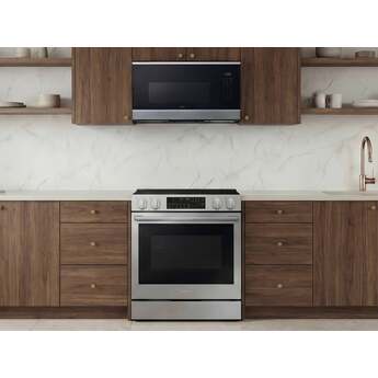 Samsung 1.7 cu. ft. Over-the-Range Smart Microwave Oven with 950 Watts, 3-Speed 300 CFM Venting System, No-Preheat Air Fry Max, Convection Bake, Sensor Cook, Steam Clean, Glass Turntable, and LED Cooktop Lighting: Stainless Steel — thumbnail 6