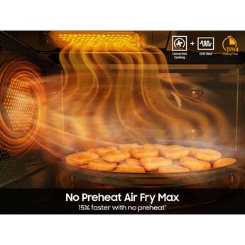 Samsung 1.7 cu. ft. Over-the-Range Smart Microwave Oven with 950 Watts, 3-Speed 300 CFM Venting System, No-Preheat Air Fry Max, Convection Bake, Sensor Cook, Steam Clean, Glass Turntable, and LED Cooktop Lighting: Stainless Steel — thumbnail 7
