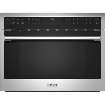 Thor 24 Inch Built-In Microwave Speed Oven with 1.6 cu. ft. Capacity, 10 Power Levels, True Convection, Air Fry, Broil & Bake Modes, Sensor Cooking, Full-Touch LCD Controls, Child Lock, Stainless Steel Interior and Sabbath Mode: Stainless Steel
