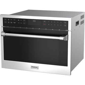 Thor 24 Inch Built-In Microwave Speed Oven with 1.6 cu. ft. Capacity, 10 Power Levels, True Convection, Air Fry, Broil & Bake Modes, Sensor Cooking, Full-Touch LCD Controls, Child Lock, Stainless Steel Interior and Sabbath Mode: Stainless Steel — thumbnail 2