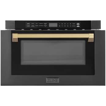 Z Line Autograph Edition 24 Inch 1.2 Cu. Ft. Built-in Microwave Drawer: Black Stainless Steel Champagne Bronze Accents — thumbnail 13